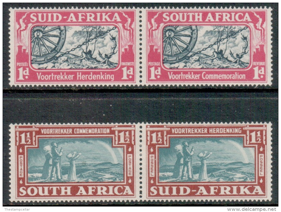 South Africa Scott 79/80 - SG80/81, 1938 Voortrekker Set In Bi-lingual Pairs MH* - Neufs