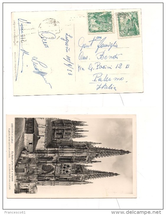 $3-3914 Spagna Lognogno 1953 Stamps Card To Italy Burgos - Storia Postale