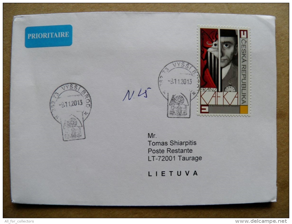 Cover Sent From Czech Rep. To Lithuania 2013 Frank Kafka - Covers & Documents