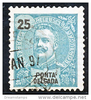 !										■■■■■ds■■ P.Delgada 1898 AF#18ø King Carlos Mouchon 25 Réis (x8937) - Ponta Delgada