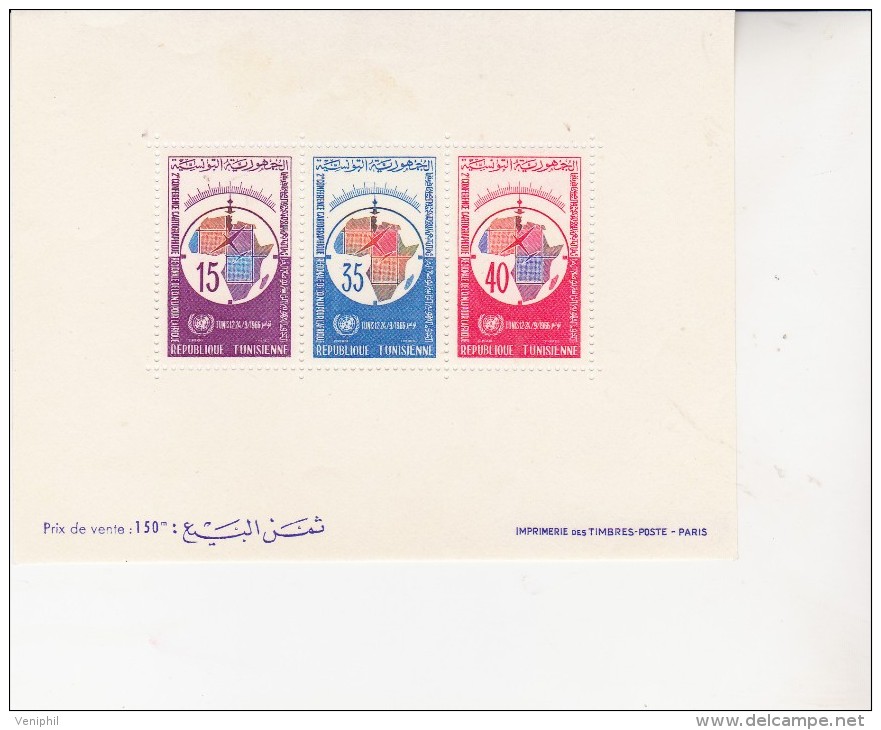 TUNISIE - BLOC FEUILLET N° 2 NEUF X  - CONFERENCE NATIONS-UNIES COTE:15,75 € - Airmail