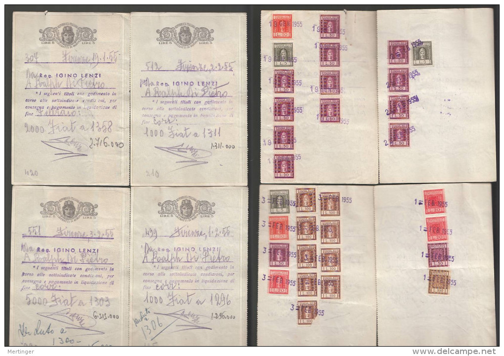 Italien Italy 1955 Fiscal TASSA SUI CONTRATTI BORSA 4 Formulars - Revenue Stamps