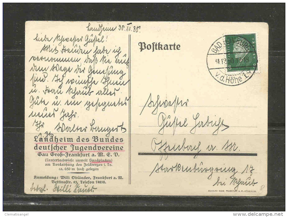 TOP!! BAD HOMBURG * LAUTERBACHWIESE BEI SANDPLACKEN  * LANDHEIM DES BUNDES DEUTSCHER JUGENDVEREINE * SEHR SELTEN * 1930 - Bad Homburg