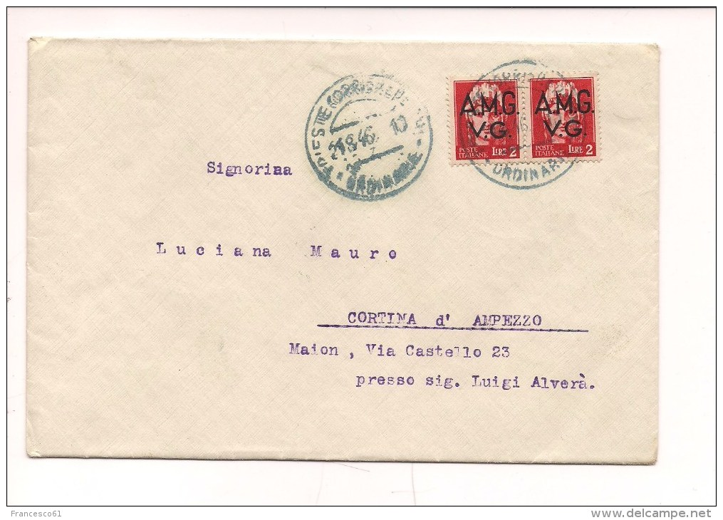 $3-3940 1946 TRIESTE OCCUPAZIONI AMGVG IMPERIALE £2X2 COVER LETTERA.jpg - Storia Postale