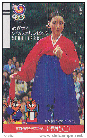 TC Ancienne JAPON / 110-20433 - JO SEOUL 88 - Femme En Costume - OLYMPIC GAMES KOREA JAPAN Front Bar Free PC  Girl 565 - Olympische Spiele