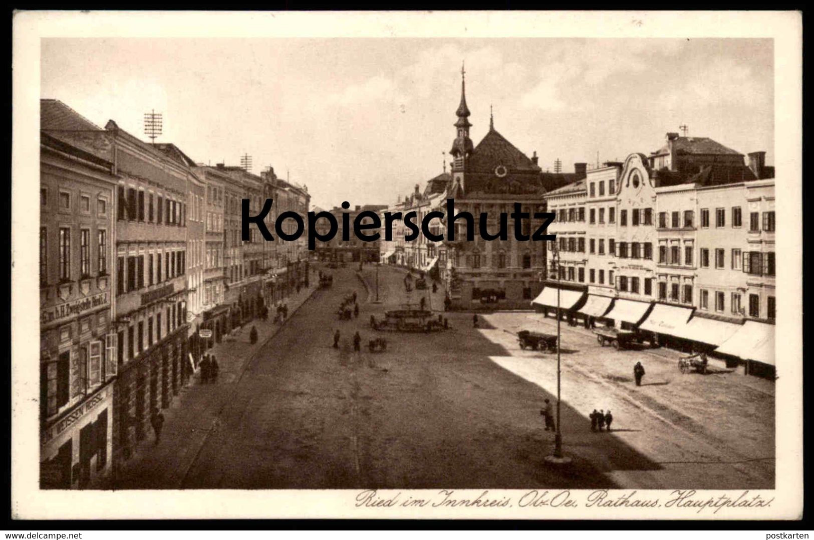 ALTE POSTKARTE RIED IM INNKREIS RATHAUS HAUPTPLATZ ZUM WEISSEN RÖSSL 1927... GmbH Zweigstelle Oberösterreich Austria - Ried Im Innkreis