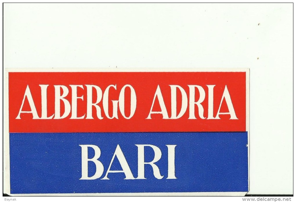 HOTEL LABEL   ---   BARI, ITALIA    --  ALBERGO ADRIA - Hotelaufkleber