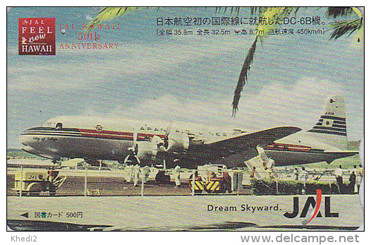 Carte Prépayée JAPON - AVION - JAL Airpalne In HAWAII - Airlines JAPAN Prepaid Card - Flugzeug Tosho Karte - 516 - Aviones