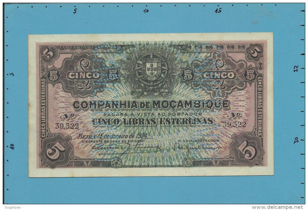 MOZAMBIQUE - 5 LIBRAS ESTERLINAS - 15.01.1934 - P R32 - UNC - CANCELADO - COMPANHIA DE MOÇAMBIQUE - Moçambique