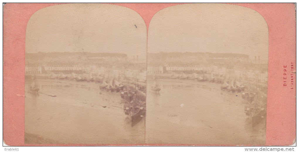 PHOTO STEREO 19 EME DIEPPE L' AVANT PORT - Stereoscopio