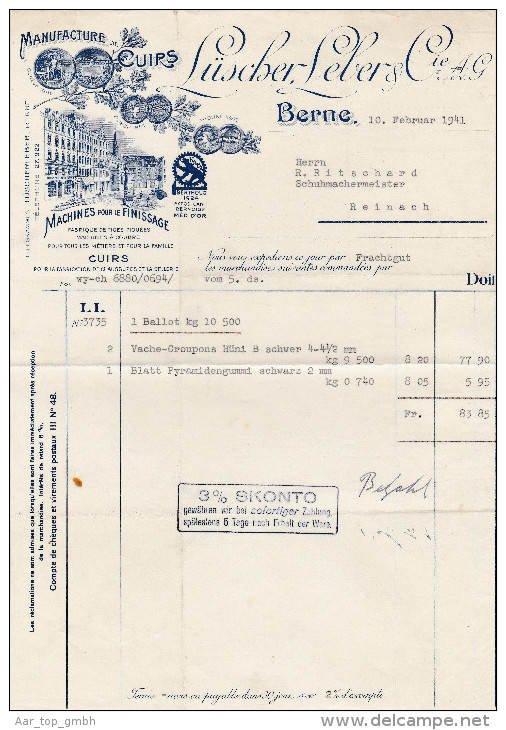 RN BE BERN 1941-2-10 Lüscher-Leber & Cie Manufacture De Cuirs - Suisse