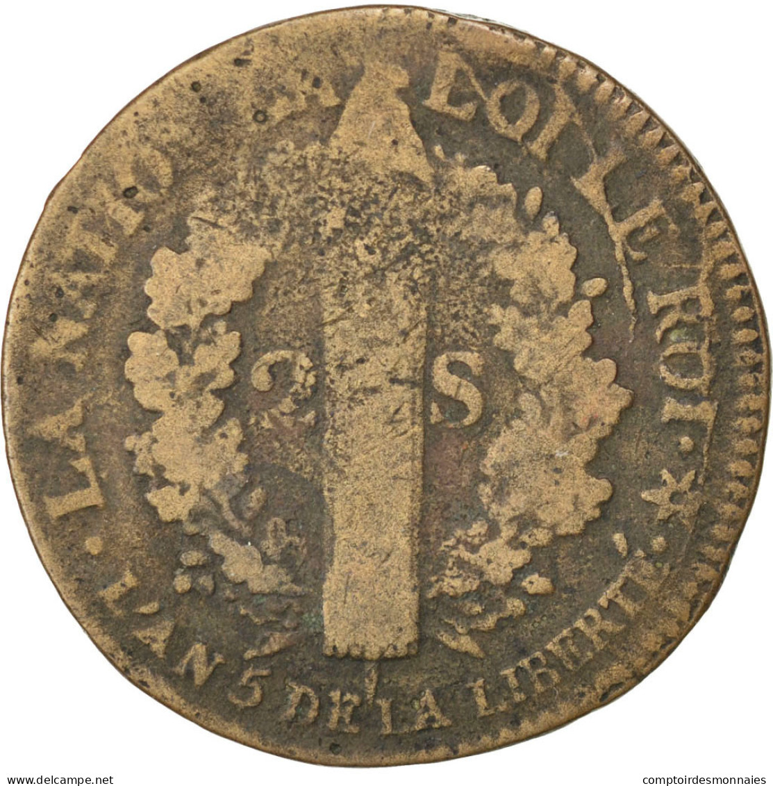Monnaie, France, 2 Sols Français, 2 Sols, 1793, Strasbourg, TB, Bronze, KM:612 - Otros & Sin Clasificación