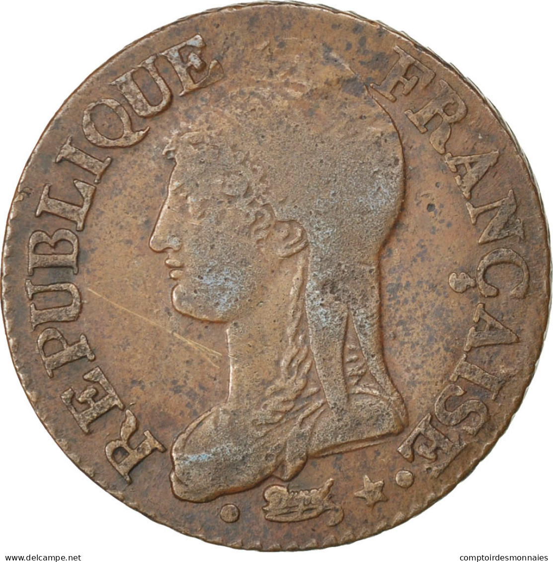 Monnaie, France, Dupré, 5 Centimes, 1799, Strasbourg, TB+, Bronze, KM:640.4 - Otros & Sin Clasificación