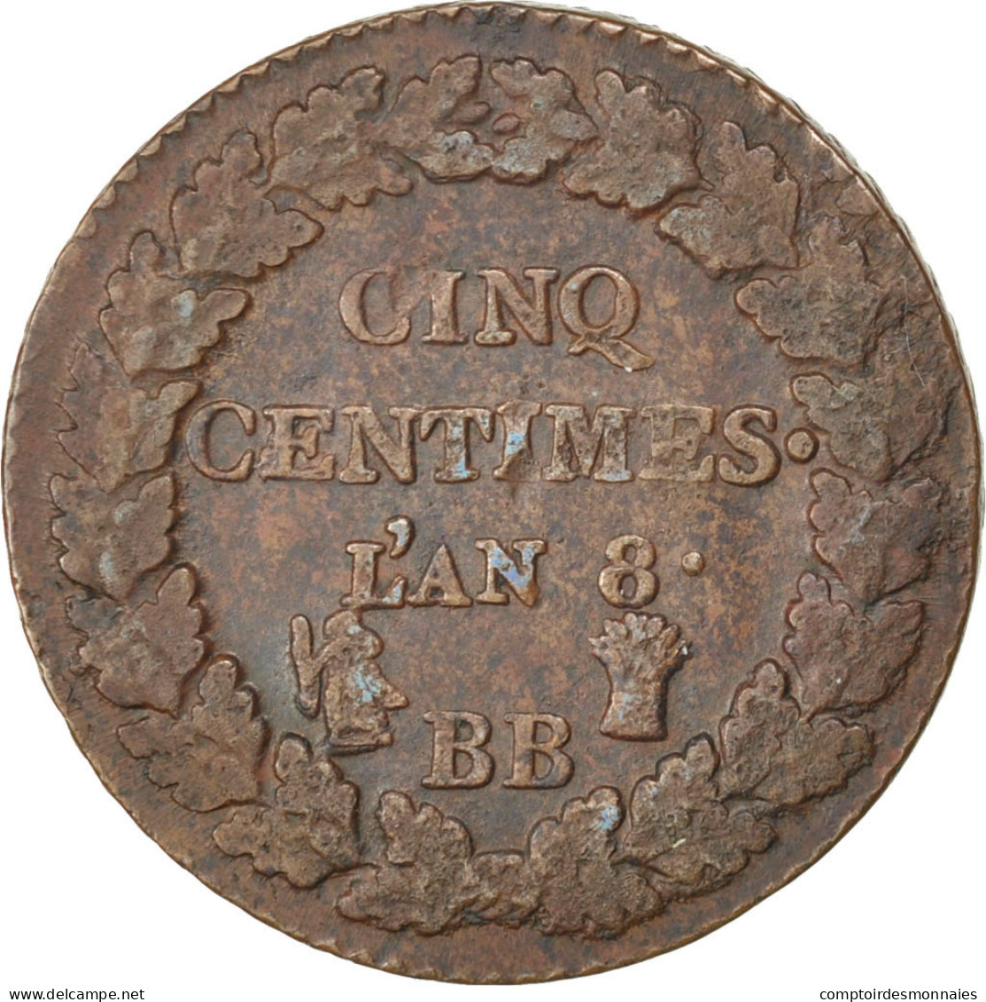 Monnaie, France, Dupré, 5 Centimes, 1799, Strasbourg, TB+, Bronze, KM:640.4 - Otros & Sin Clasificación