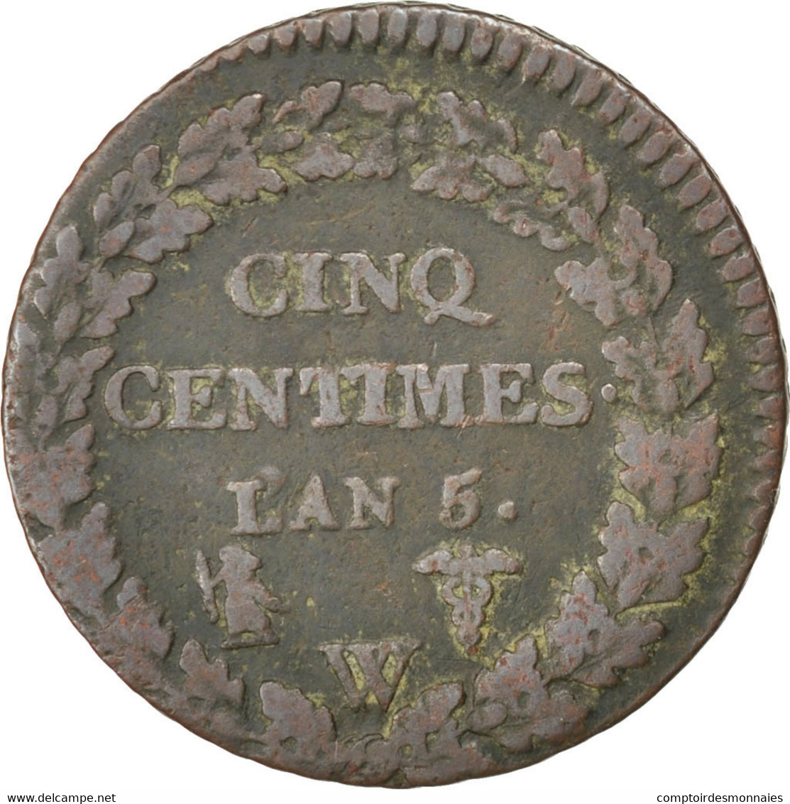 Monnaie, France, Dupré, 5 Centimes, 1796, Lille, TB, Bronze, KM:640.11 - Otros & Sin Clasificación