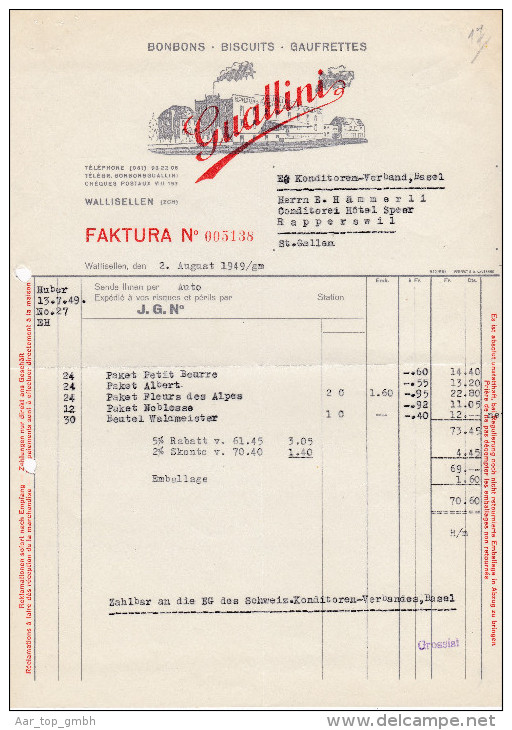 RN ZH WALLISELLEN 1949-8-2 Guallini Bonbons Biscuits Gaufrettes - Switzerland