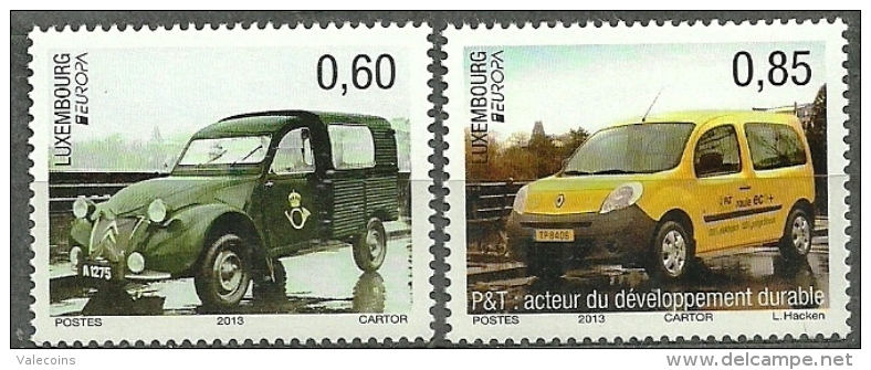# LUSSEMBURGO LUXEMBOURG - 2013 - CEPT EUROPA - Car Postal Vehicle - 2 Stamps Set MNH - Andere Vervoerswijzen