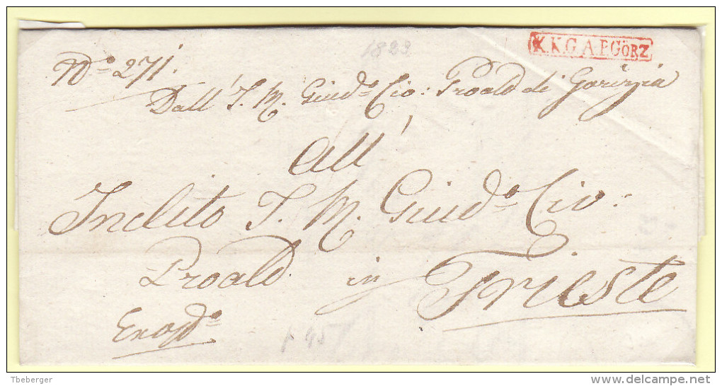 Österreich Austria Italy Triest Trieste 1826 Faltbrief Compl. Entire Letter With Red ´KKGAP Görz´ To Trieste (j04) - ...-1850 Préphilatélie