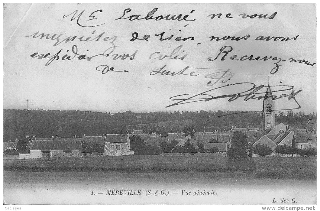 Méréville Vue Générale Pli Coin Haut Gauche Déchirure 7mm Milieu Gauche - Mereville