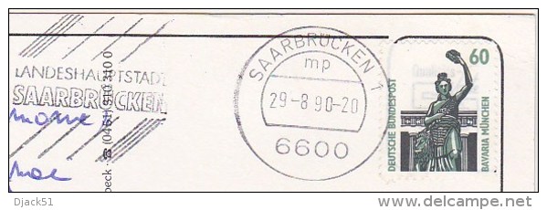 Timbre / Stamp / BAVARIA MÜNCHEN  / Timbre Collé  Sur Carte Postale / SAARBRÜCKEN - Geïllustreerde Postkaarten - Gebruikt