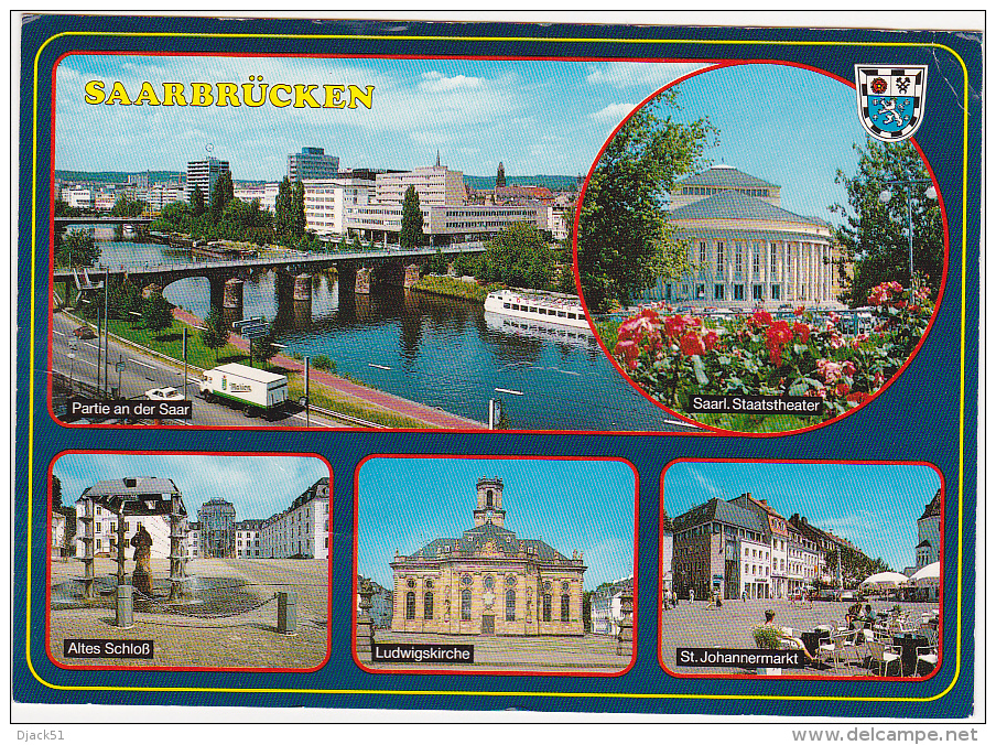 Timbre / Stamp / BAVARIA MÜNCHEN  / Timbre Collé  Sur Carte Postale / SAARBRÜCKEN - Bildpostkarten - Gebraucht