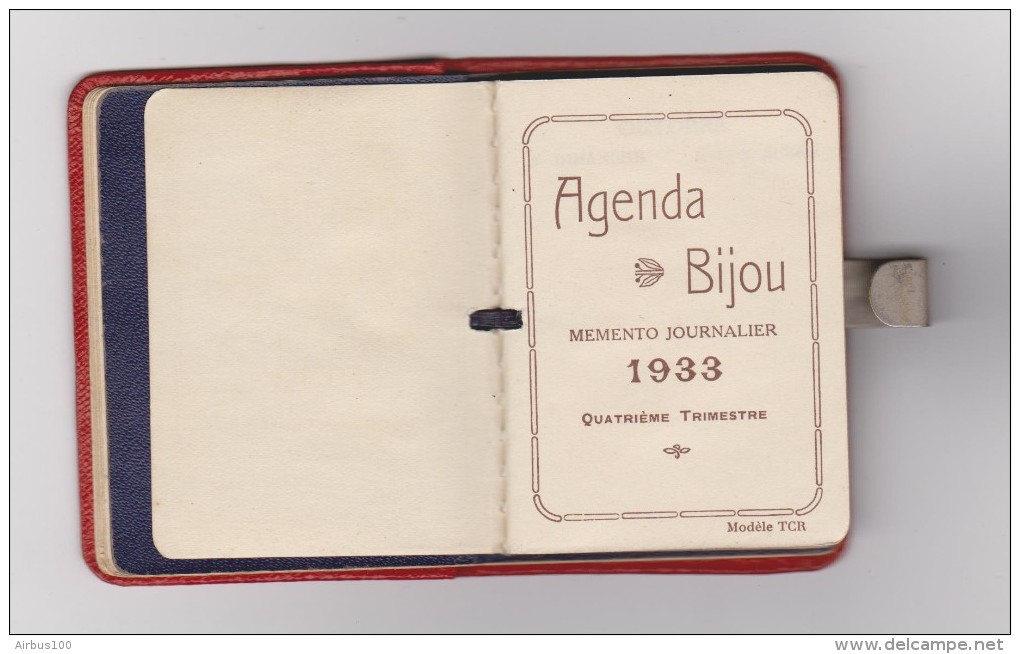 AGENDA BIJOU De POCHE 1933 - MEMENTO JOURNALIER 4 ème TRIMESTRE - VOIR DESCRIPTIF - 3 Scans - - Autres & Non Classés