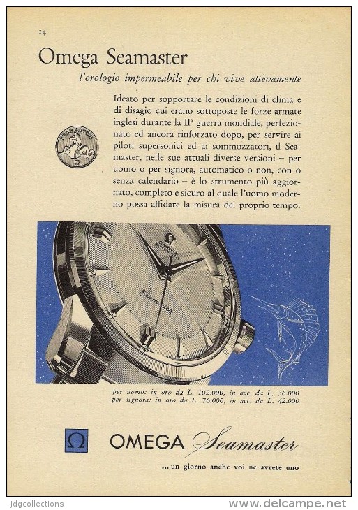 # OMEGA BIEL/BIENNE SUISSE HORLOGERIE 1950s Italy Advert Publicitè Reklame Orologio Montre Uhr Reloj Relojo Watch - Montres Publicitaires