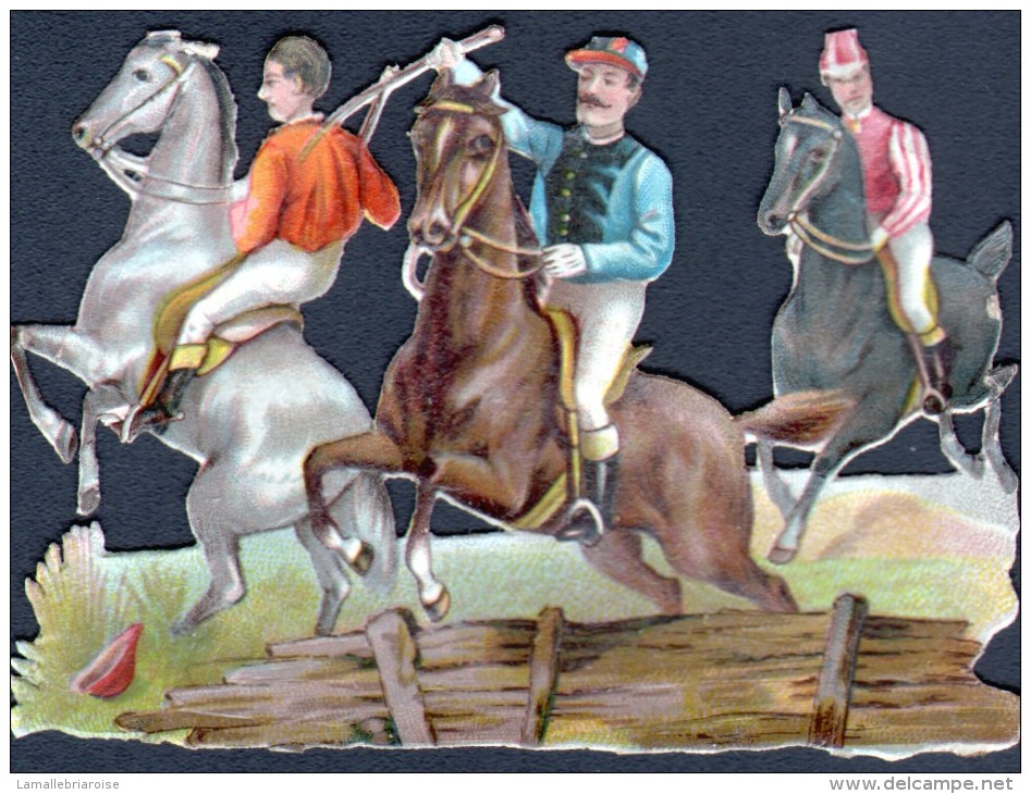 5 CHROMOS DE SCENES DE COURSES DE CHEVAUX - FORMAT 10,5 X 6 Cm - Animali