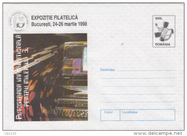 COMPUTERS, INTERNET, COVER STATIONERY, ENTIER POSTAL, 1998, ROMANIA - Informatique