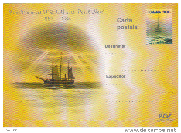 FRAM SHIP ARCTIC EXPEDITION, PC STATIONERY, ENTIER POSTAL, 2003, ROMANIA - Arktis Expeditionen