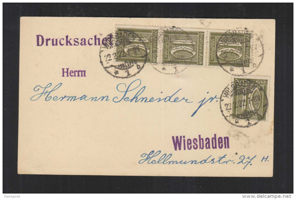 DR PK Infla Drucksache Wiesbaden Mit 10 Pf. MeF 1922 Gelaufen - Autres & Non Classés