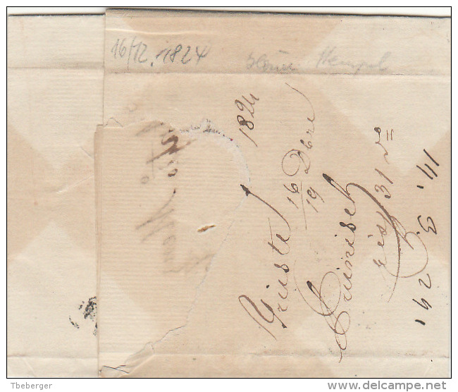 Österreich Austria Italy Triest Trieste 1822 Langstempel Mark Blue ´V. TRIEST.´ To Bolzano (j13) - ...-1850 Vorphilatelie