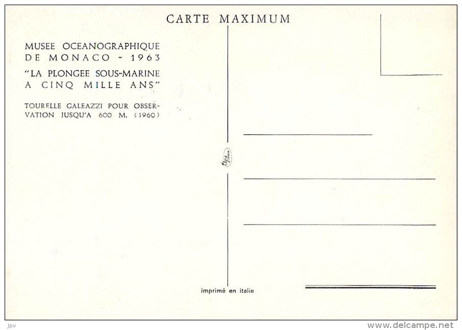 MUSEE OCEANOGRAPHIQUE DE MONACO . 1963 . LA PLONGEE SOUS MARINE A CINQ MILLE ANS . TOURELLE GALEAZZI - Oceanografisch Museum