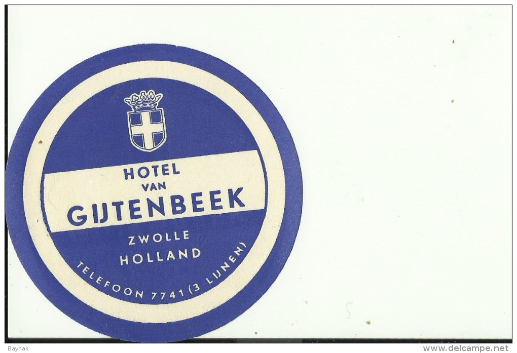 HOTEL LABEL   ---   ZWOLLE, NEDERLAND  --    HOTEL GIJTENBEEK - Hotelaufkleber