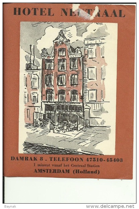 HOTEL LABEL   ---   AMSTERDAM, NEDERLAND  --    HOTEL NEUTRAAL - Hotelaufkleber