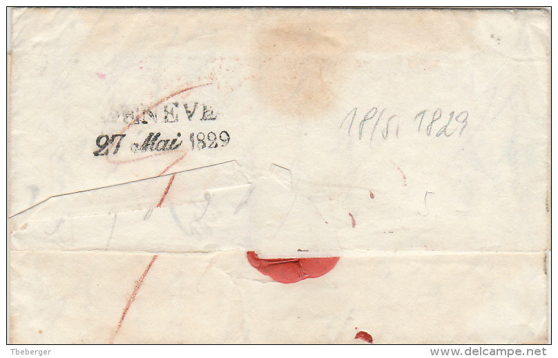 Austria Österreich Italy Triest Trieste 1829 Entire Letter Faltbrief Red Oval ´V. TRIEST´ To Geneva Switzerland (j19) - ...-1850 Prephilately