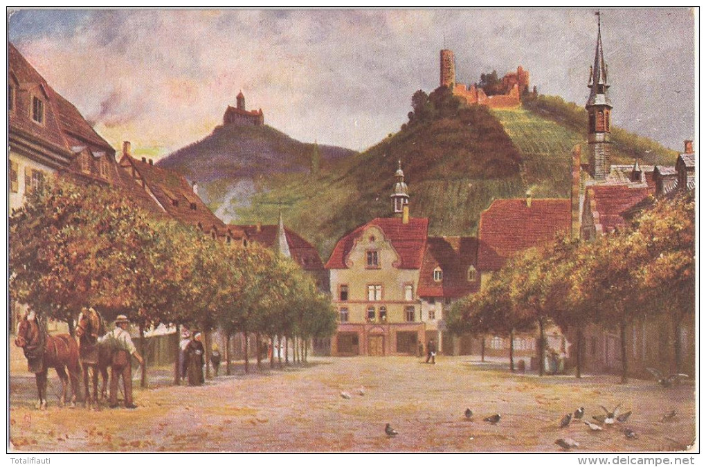 WEINHEIM A D Bergstrasse Markt Belebt Pferde Gespann Nonne Tauben Künstler Gelaufen Als Feldpost 18.11.1916 MOSBACH - Weinheim