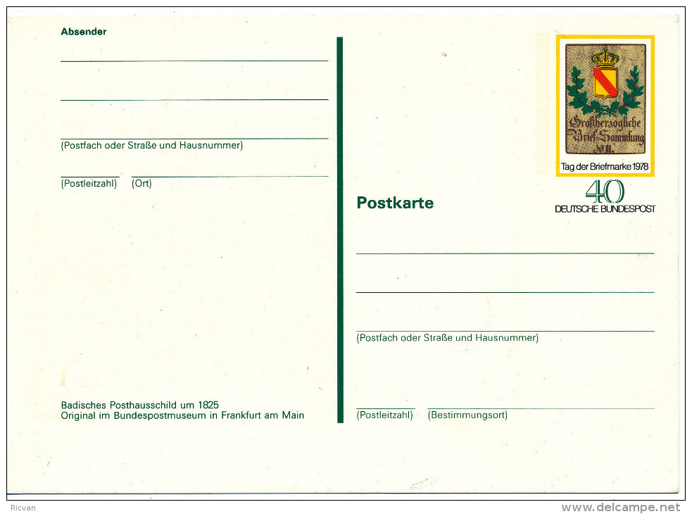 1978 Postkarte P125 "Tag Der Briefmarke" Rug "Weltbewegug Philatelie"  Zie Scan(s) - Postcards - Mint