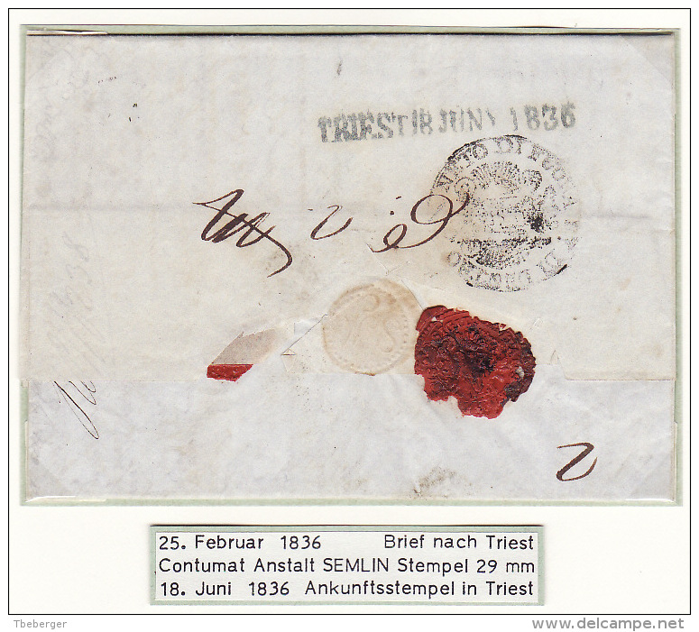 Austria Österreich Levante 1836 Entire Letter Faltbrief Konstantinopel Nach Triest Semlin Desinfektion (j34) - ...-1850 Prephilately