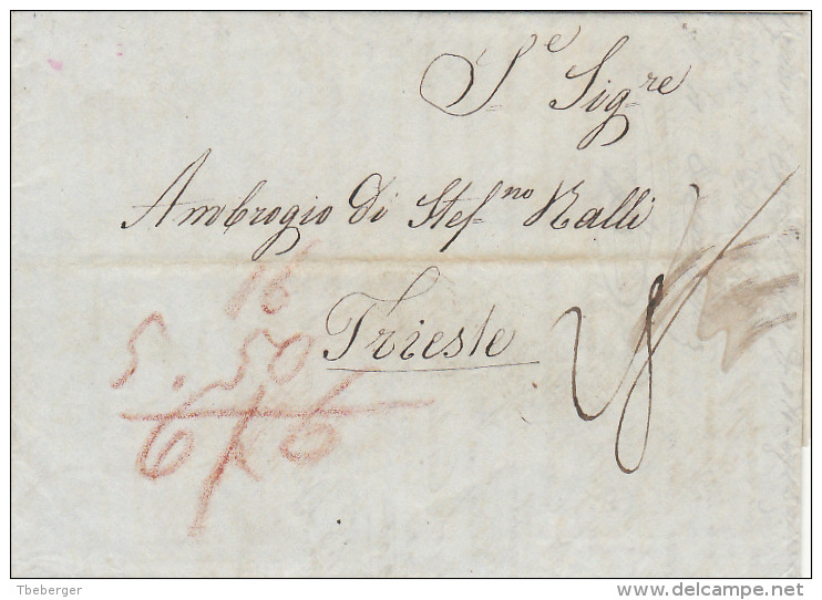Austria Österreich Levante 1836 Entire Letter Faltbrief Konstantinopel Nach Triest Semlin Desinfektion (j34) - ...-1850 Vorphilatelie