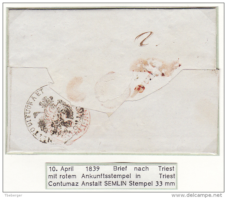 Austria Österreich Levante 1839 Entire Letter Faltbrief Konstantinopel Nach Triest Semlin Desinfektion (j36) - ...-1850 Préphilatélie