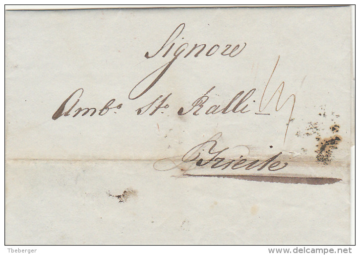 Austria Österreich Levante 1839 Entire Letter Faltbrief Konstantinopel Nach Triest Semlin Desinfektion (j36) - ...-1850 Prephilately
