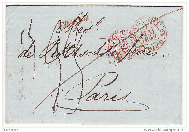 Austria Österreich Triest Trieste 1842 Entire Letter Faltbrief To Paris Franco LI (j32) - ...-1850 Vorphilatelie