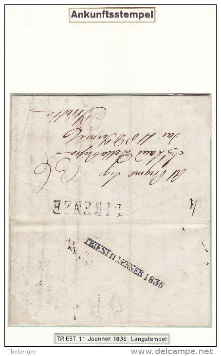 Austria Österreich Triest Trieste 1836 Incoming Entire Letter Faltbrief From Firenze (j37) - ...-1850 Prefilatelia