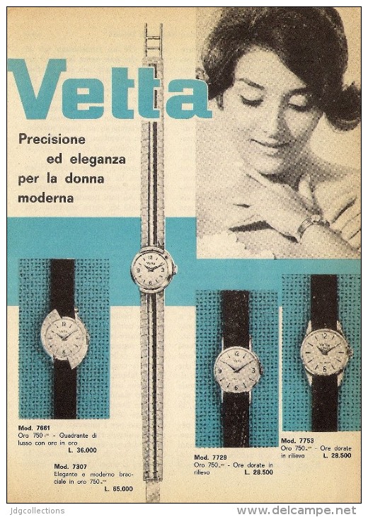 # VETTA OROLOGI HORLOGERIE 1950 Italy Advert Publicitè Reklame Orologio Montre Uhr Reloj Relojo Watch - Orologi Pubblicitari