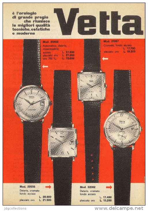 # VETTA OROLOGI HORLOGERIE 1950 Italy Advert Publicitè Reklame Orologio Montre Uhr Reloj Relojo Watch - Advertisement Watches