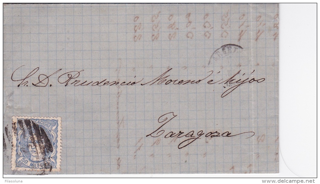 01947 Carta De Barcelona A Zaragoza 1871 - Briefe U. Dokumente