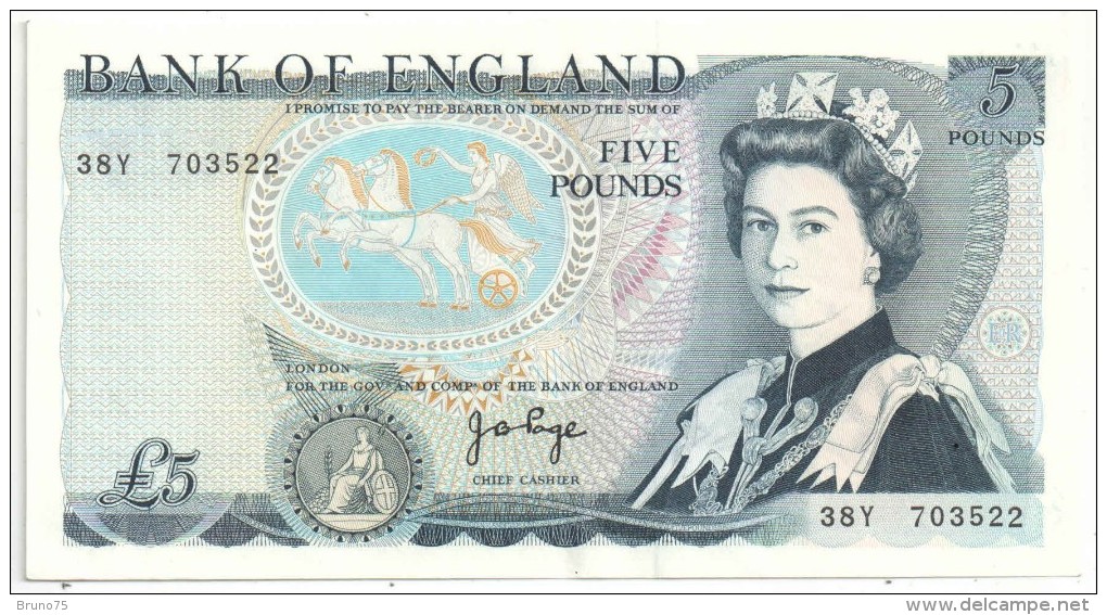 BANK OF ENGLAND - 5 POUNDS - FIVE POUNDS - 5 Pounds