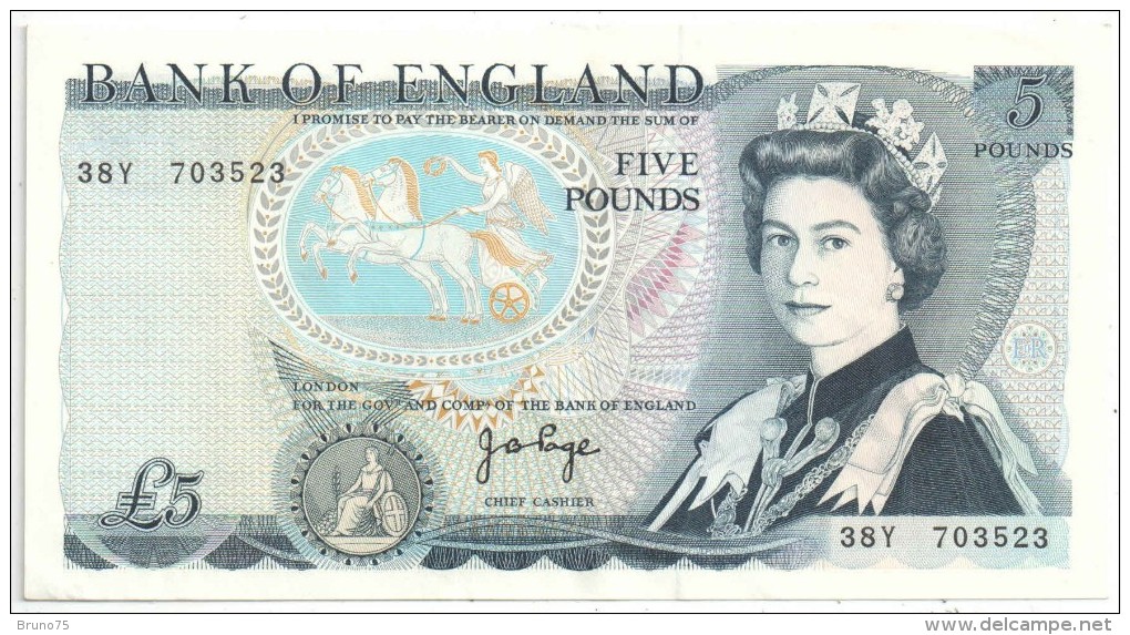 BANK OF ENGLAND - 5 POUNDS - FIVE POUNDS - 5 Pounds