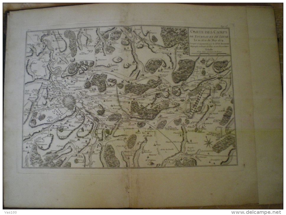 MAP OF TOURNAY AND LEUSE CAMPS, 1674, FRANCE - Geographical Maps